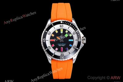 BLS Factory Breitling Superocean Cal.17 Movement 42mm Deep Orange Band Black Face Watch